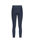 Navy blue riding leggings with a subtle pattern on a white background