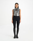 Moá Mae women equestrian base layer sleeveless metallic with black horse riding leggings