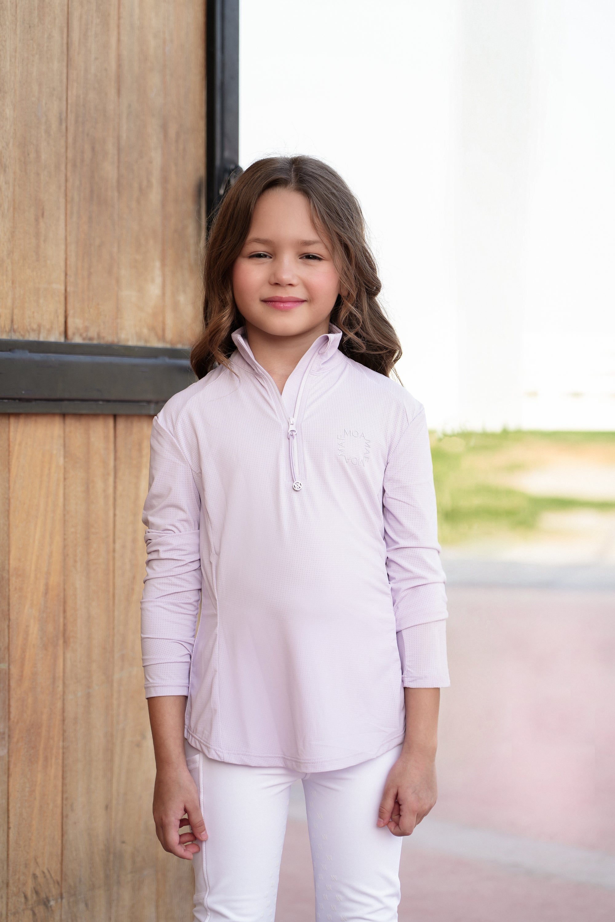 Moa Mae Equestrian Kids Mesh Base Layer Long Sleeve Lilac