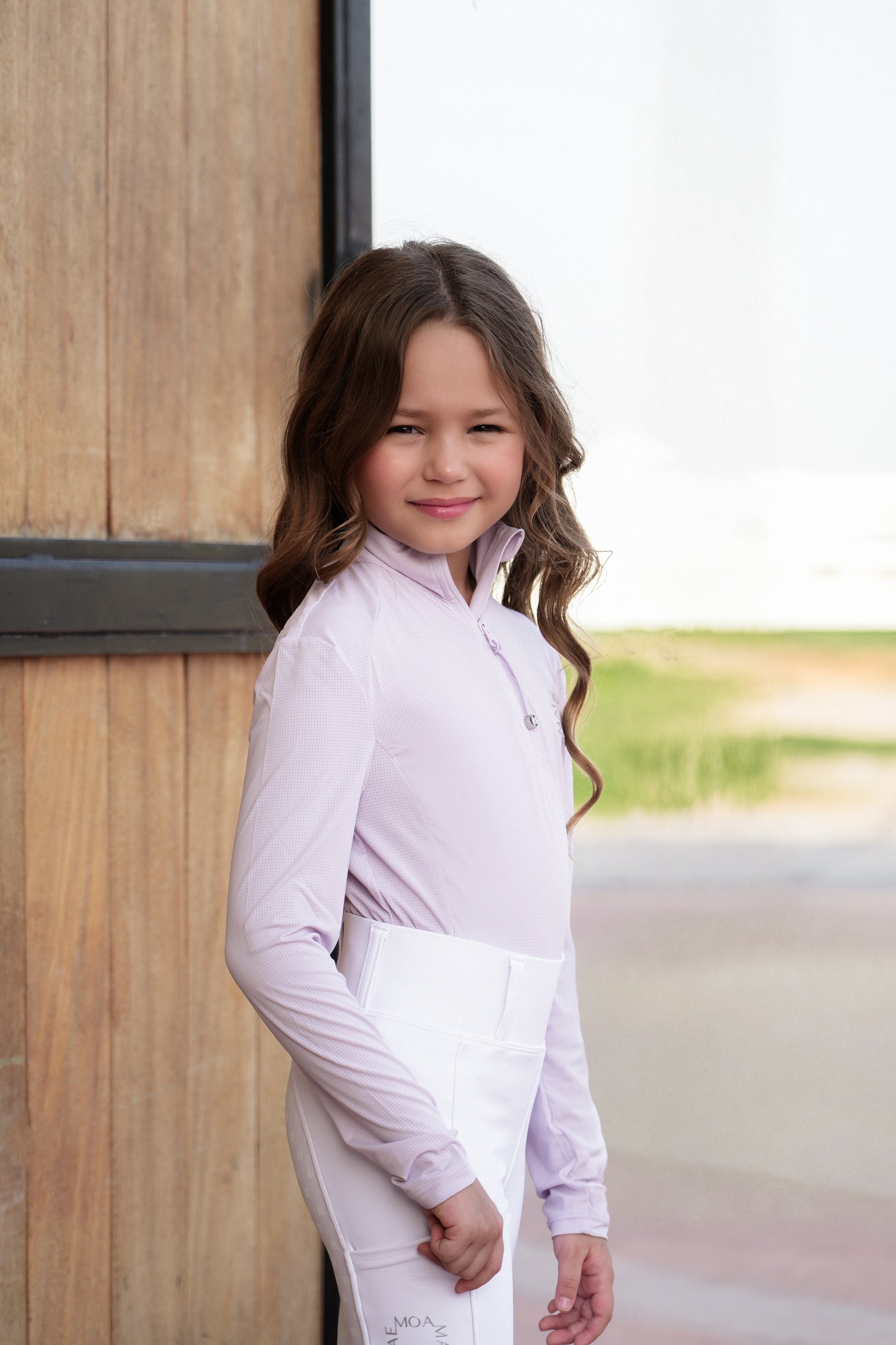 Moá Mae Equestrian Kids Mesh Long Sleeve Base Layer Lilac
