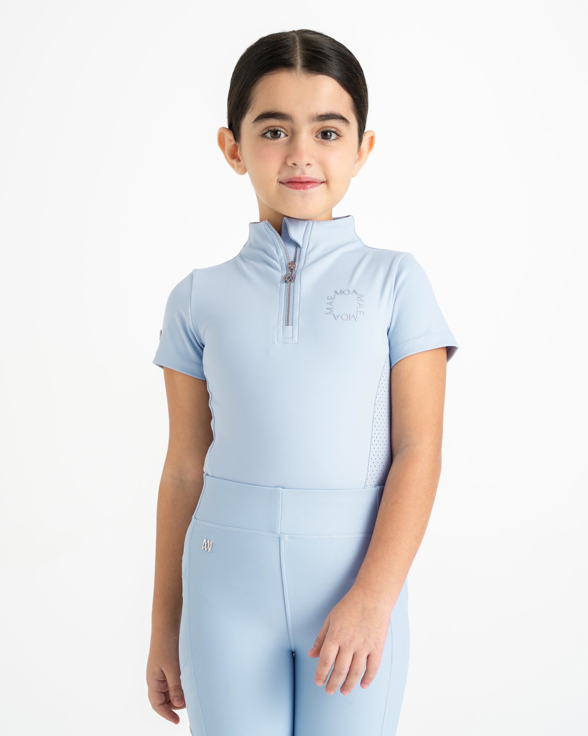 Moá Mae kids base layer short sleeve icy blue