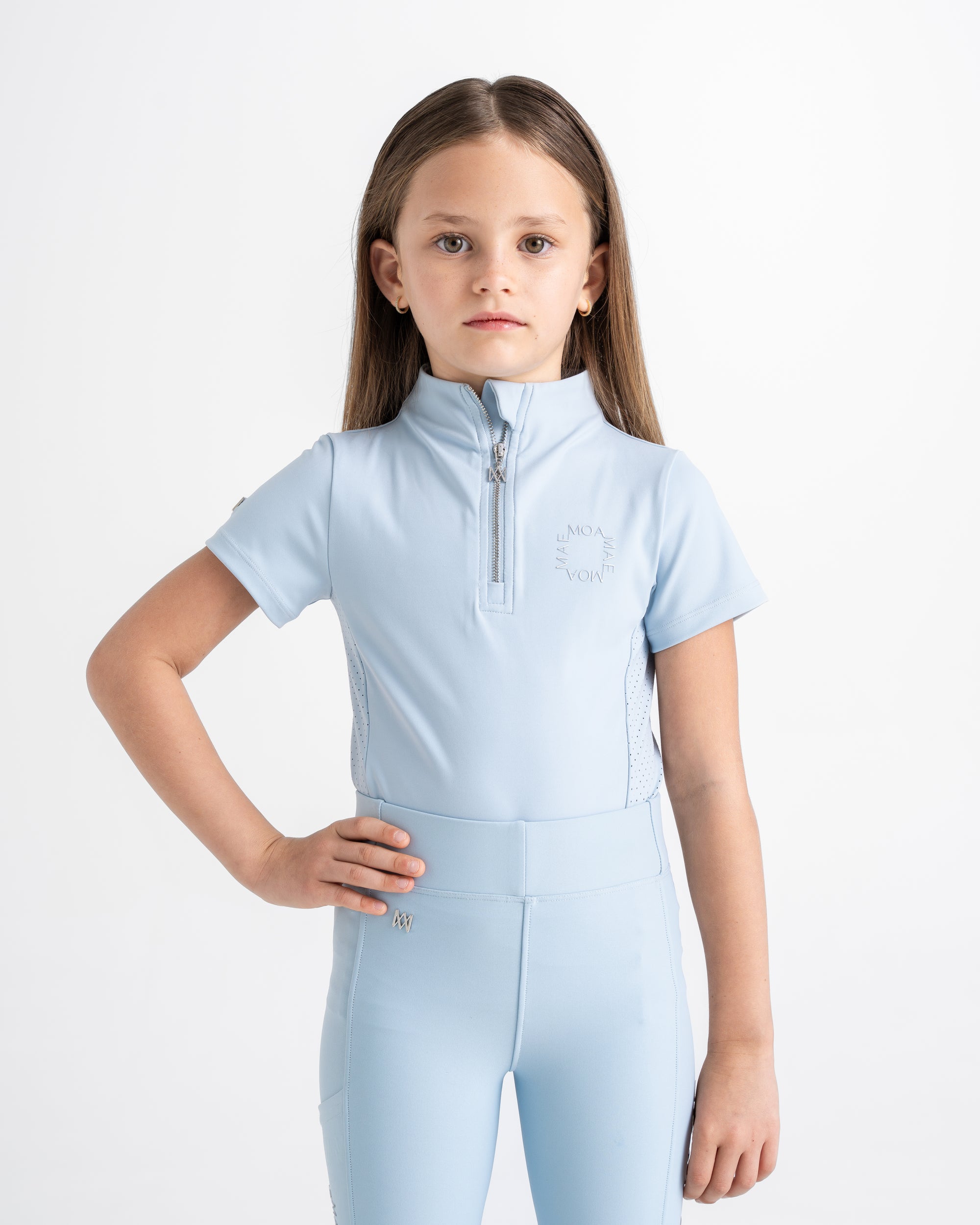 Moá Mae kids base layer short sleeve icy blue